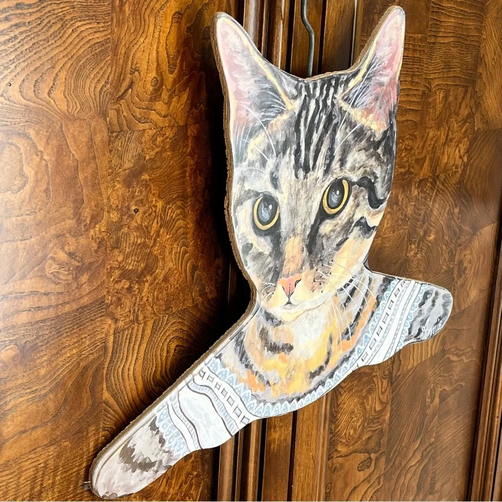 Vintage Annie Stupell Cat Wood Hanger 🐱 Animal Wooden Display Decor Made in USA